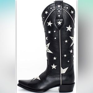Black and White Star Cowboy Boots